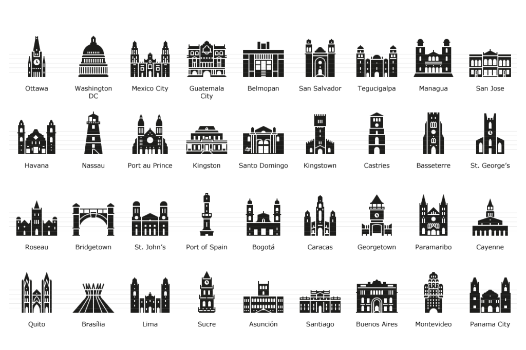 American Capital Landmarks - Glyph Icon Set