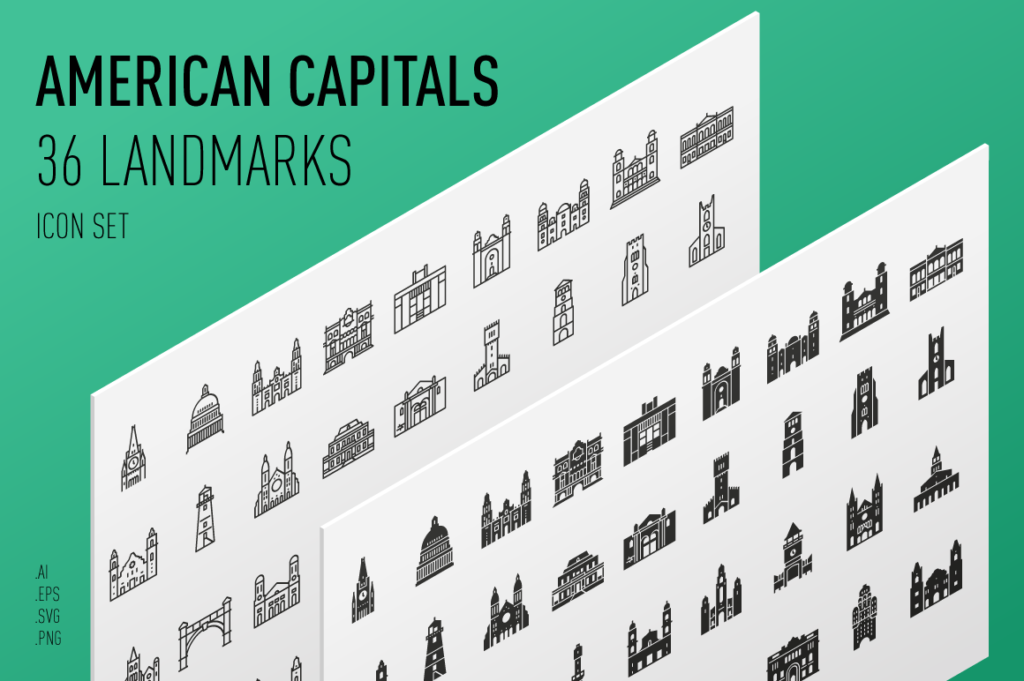 South and North American Capitals - Landmark Icons