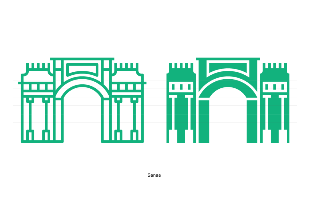 Yemen Gate, Sanaa - Line and Glyph Icons