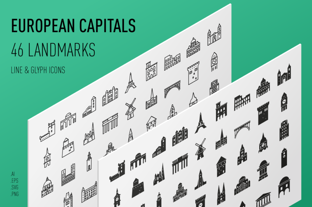 European Capitals - Landmark Icon Set
