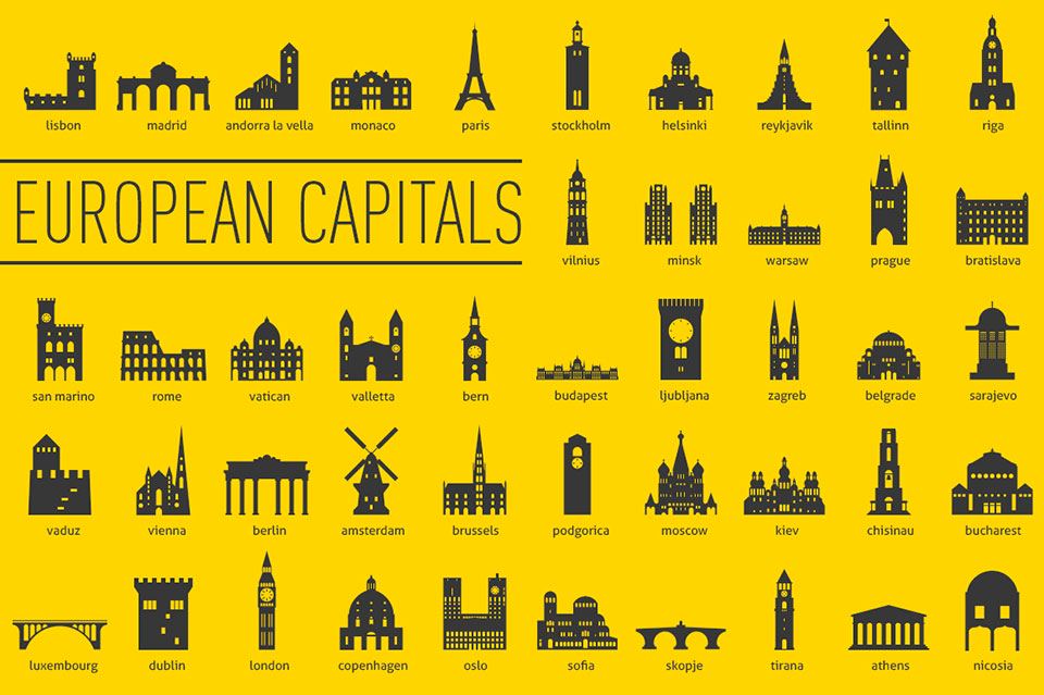 European Capital Landmarks - Illustration Set
