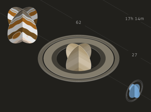 Jupiter, Saturn, Uranus isometric illustration