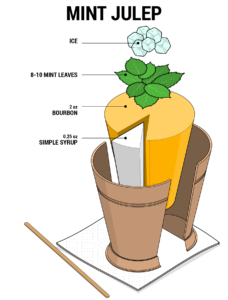 Mint Julep Cocktail Ingredients - Illustrations